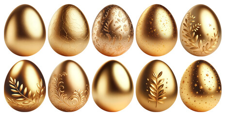 Gold Easter Eggs 10 style PNG transparent background isolated