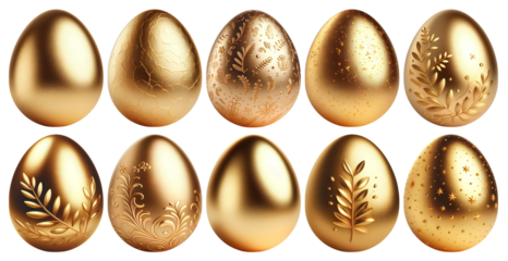 Gold Easter Eggs 10 style PNG transparent background isolated