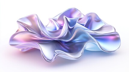 Naklejka premium Iridescent flowing fabric with pastel hues on white.