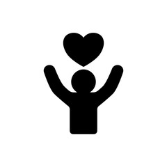 Obraz premium person icon with heart, donation care icon, simple flat style, illustration, logo sign symbol pictogram template, for ui or ux isolated on white for mobile app, editable