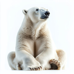 Fototapeta premium majestic polar bear sitting gracefully, showcasing its thick white fur and strong physique. serene expression captures beauty of this magnificent creature in tranquil setting