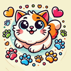 logo cute cat, vector, illustration