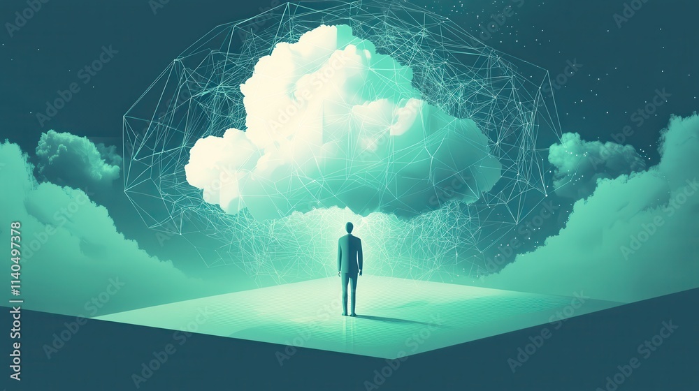 Poster data scientist engaging with cloud-based ai integration for advanced data solutions