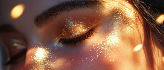 Glistening makeup application urban studio portrait photography soft lighting close-up beauty and self-expression