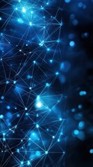 Fototapeta premium Abstract Blue Digital Background with Illuminated Connecting Lines and Dots Creating a Futuristic Network Design Ideal for Technology and Innovation Concepts