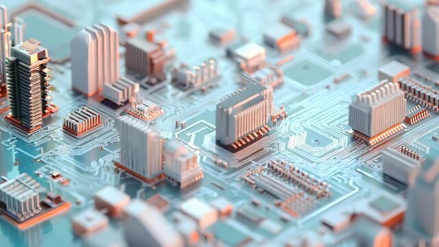 An intricate circuit board with various components and chips.