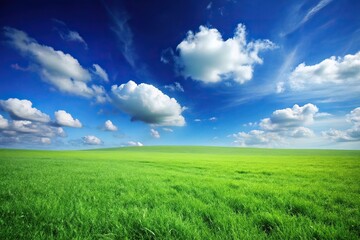 Obraz premium Sunny image of green grass and blue sky reflection