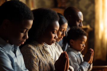 African family praying for god.