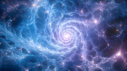 Obraz premium A mesmerizing spiral galaxy showcasing deep blues and purples with sparkling stars.