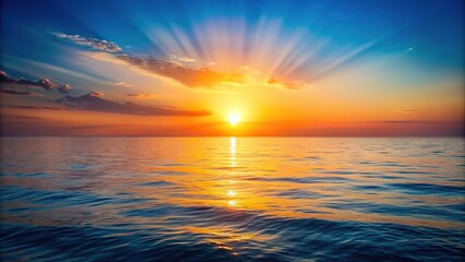 Obraz premium Sunrise over ocean landscape with asymmetrical composition