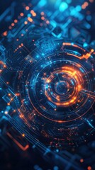 Obraz premium Abstract Digital Background with Glowing Circuits and Neon Lights, Perfect for Technology Themes, Futuristic Designs, or Innovative Concepts in Stock Photography