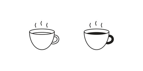 Hot Coffee set icon with white background vector stock illustration