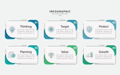 Infographic template. 6 Step timeline journey, Flat simple infographics design template. presentation graph. Business concept with numbers 6 options or steps vector illustration.