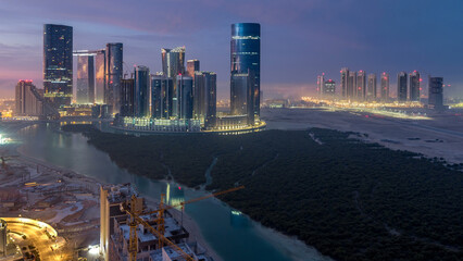 Buildings on Al Reem island in Abu Dhabi timelapse from above. © HyperlapsePro