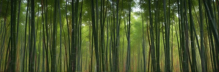 Fototapeta premium A field of tall, slender bamboo stalks in the wind, peaceful, natural
