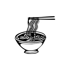 a drawing of a bowl of noodle illustration