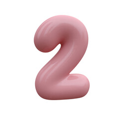 Pink bubble font. Inflated alphabet 3D ballon letters and numbers. Vector set. Vector illustration