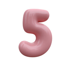 Pink bubble font. Inflated alphabet 3D ballon letters and numbers. Vector set. Vector illustration