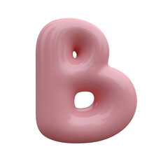 Pink bubble font. Inflated alphabet 3D ballon letters and numbers. Vector set. Vector illustration