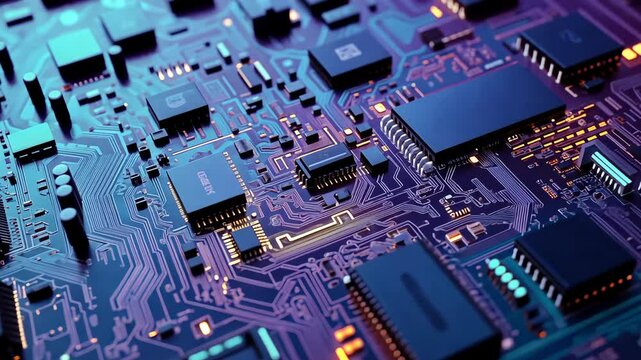 An intricate circuit board with various components and chips.