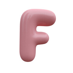 Pink bubble font. Inflated alphabet 3D ballon letters and numbers. Vector set. Vector illustration