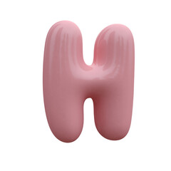 Pink bubble font. Inflated alphabet 3D ballon letters and numbers. Vector set. Vector illustration