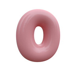 Pink bubble font. Inflated alphabet 3D ballon letters and numbers. Vector set. Vector illustration