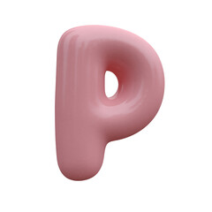 Pink bubble font. Inflated alphabet 3D ballon letters and numbers. Vector set. Vector illustration