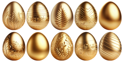 Golden Easter Eggs png clipart cutout transparent isolated