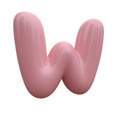 Pink bubble font. Inflated alphabet 3D ballon letters and numbers. Vector set. Vector illustration