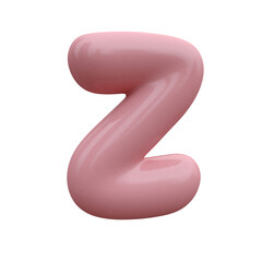 Pink bubble font. Inflated alphabet 3D ballon letters and numbers. Vector set. Vector illustration