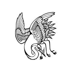 detailed line art drawing of a crane illustration