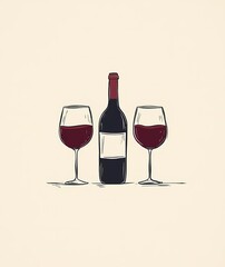 Wine Glass and Bottle Illustration Elegant Design for Events, Promotions, and Lifestyle Content