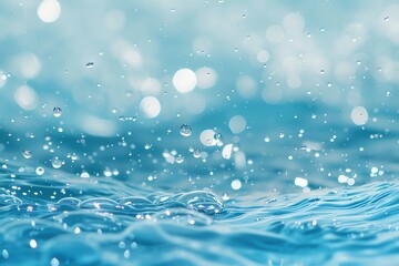Captivating water droplets create a mesmerizing effect on a vibrant blue surface, perfect for backgrounds and nature themes.