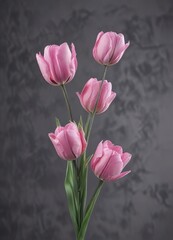 Obraz premium delicate pink tulip stems entwined with thin wire, flowers, nature