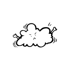 a line art cartoon drawing of  funny cloud  icon