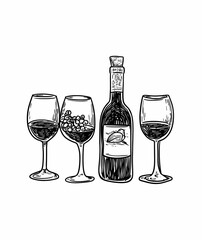 Wine Glass and Bottle Illustration Elegant Design for Events, Promotions, and Lifestyle Content