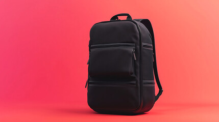 Naklejka premium Sleek black backpack, ready for adventure! Perfect for travel, work, or everyday use. Stylish and functional design.
