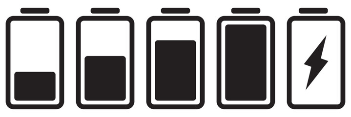 Battery icon vector. Battery charging sign and symbol. Battery charge level indicator. Battery Charging icon isolated on white background.