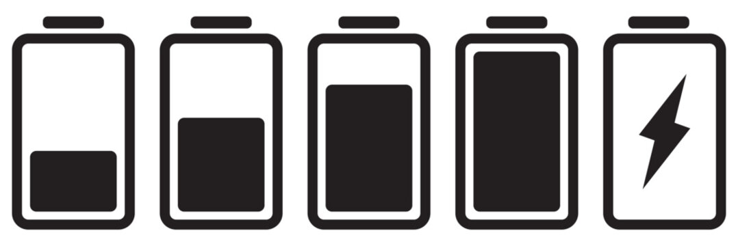Battery icon vector. Battery charging sign and symbol. Battery charge level indicator. Battery Charging icon isolated on white background.
