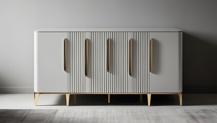 Elegant Modern White Cabinet With Gold Accents