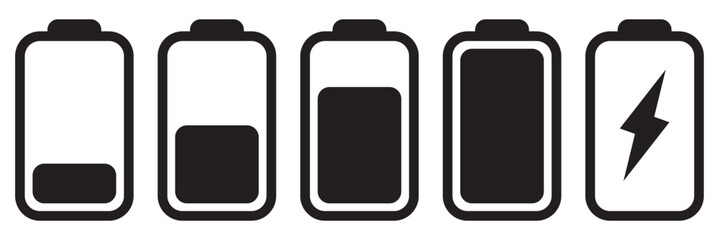 Battery icon vector. Battery charging sign and symbol. Battery charge level indicator. Battery Charging icon isolated on white background.