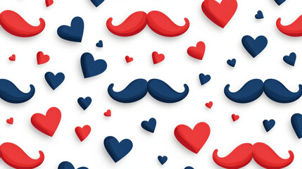 Valentine's Mustache concept. Intricate mustache and heart pattern for Valentine Day celebration