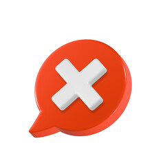 Fototapeta premium 3D Rejection icon, rejected sign, cross symbol