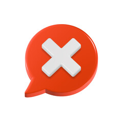 Obraz premium 3D Rejection icon, rejected sign, cross symbol