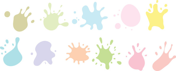Colorful Paint Splatter Shapes in Pastel Tones