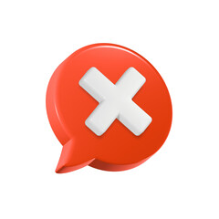 3D Rejection icon, rejected sign, cross symbol