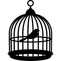 Fototapeta premium Bird Cage Silhouette vector illustration