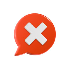 Fototapeta premium 3D Rejection icon, rejected sign, cross symbol