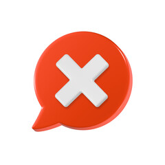 Fototapeta premium 3D Rejection icon, rejected sign, cross symbol